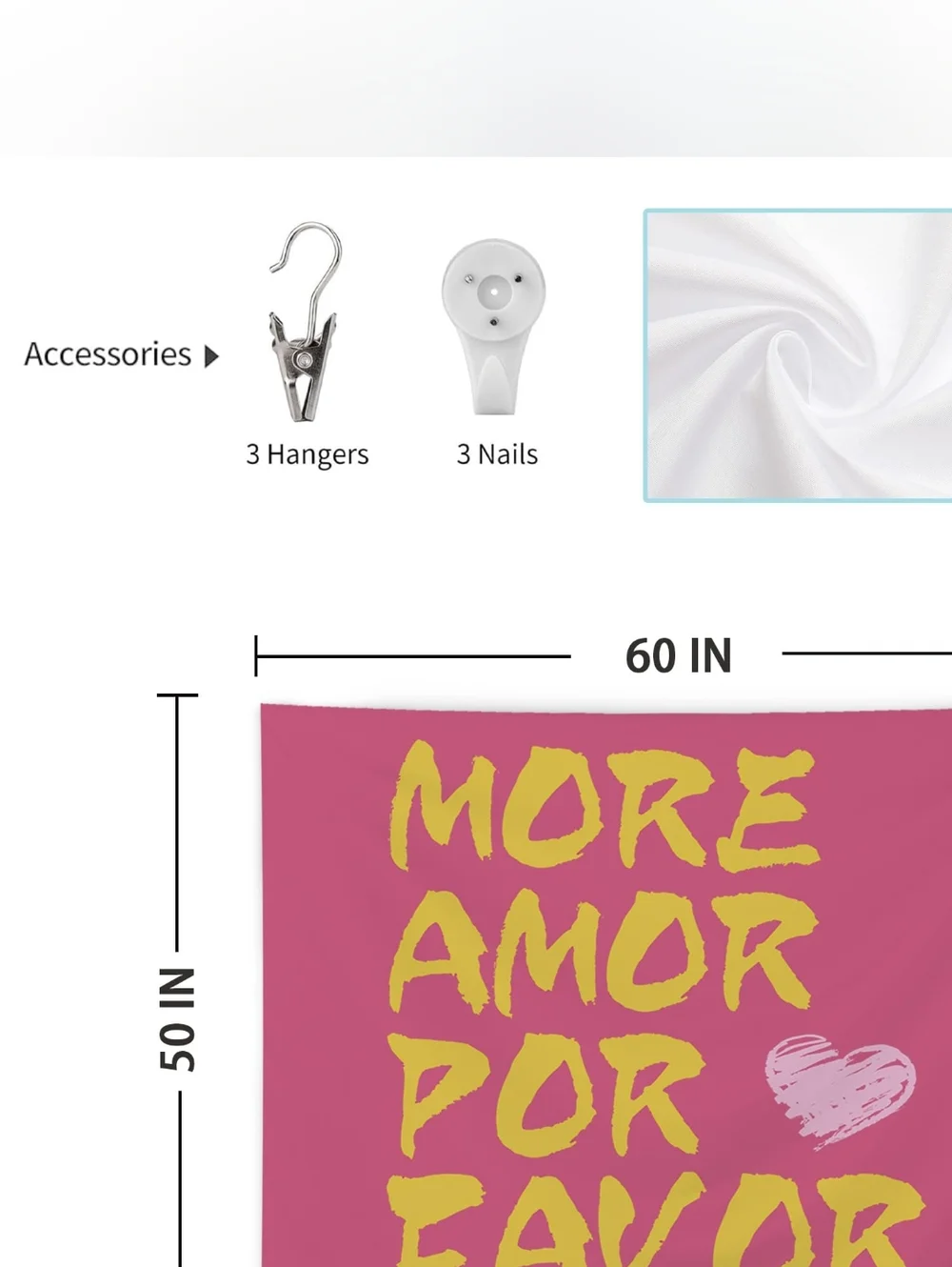 New Trendy 50x60 More Amor Por Favor Wall Decor Tapestry